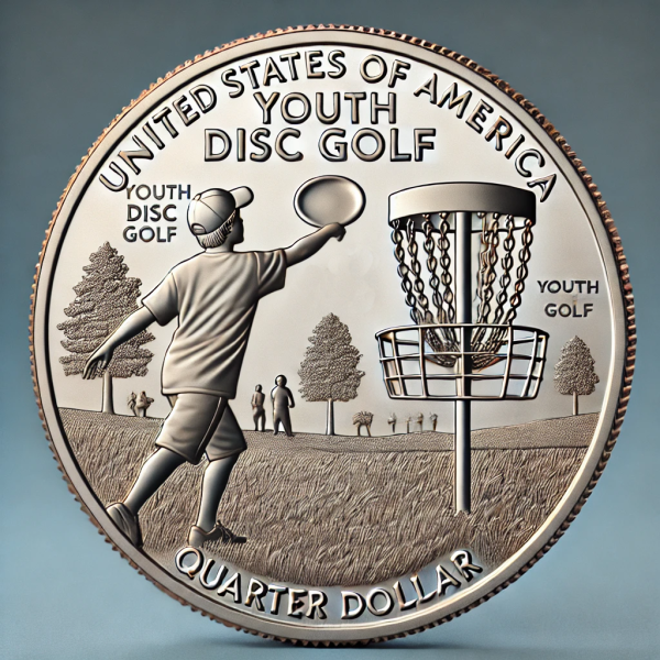 Disc golf on a US Quarter - image Courtesy of Disc Golf Pro Tour